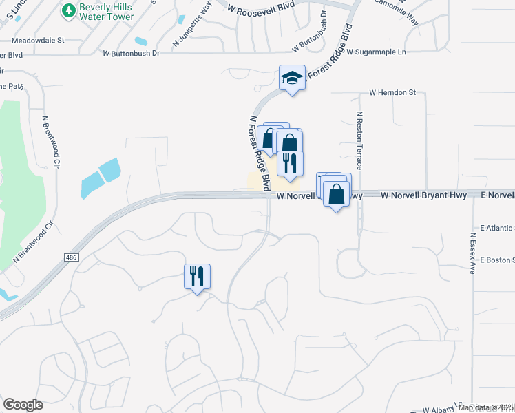 map of restaurants, bars, coffee shops, grocery stores, and more near 2400 North Terra Vista Boulevard in Hernando