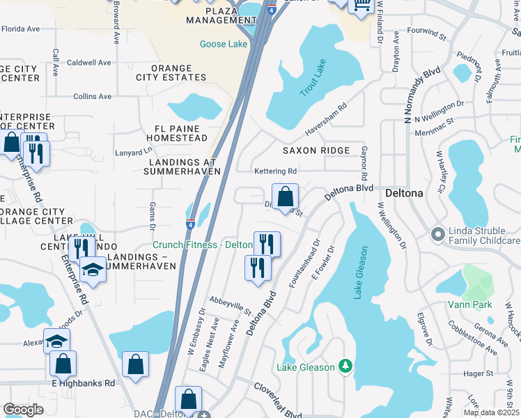 map of restaurants, bars, coffee shops, grocery stores, and more near 300 Stratford Commons in Deltona