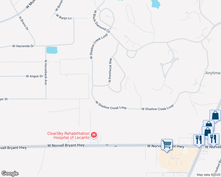 map of restaurants, bars, coffee shops, grocery stores, and more near 2618 North Carnoustie Loop in Lecanto