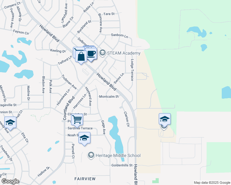 map of restaurants, bars, coffee shops, grocery stores, and more near 1287 Howland Boulevard in Deltona