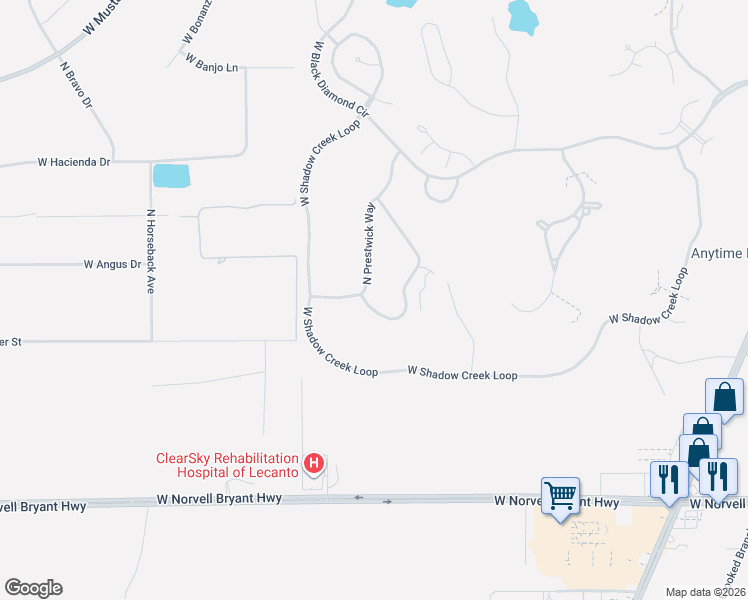 map of restaurants, bars, coffee shops, grocery stores, and more near 2618 North Carnoustie Loop in Lecanto
