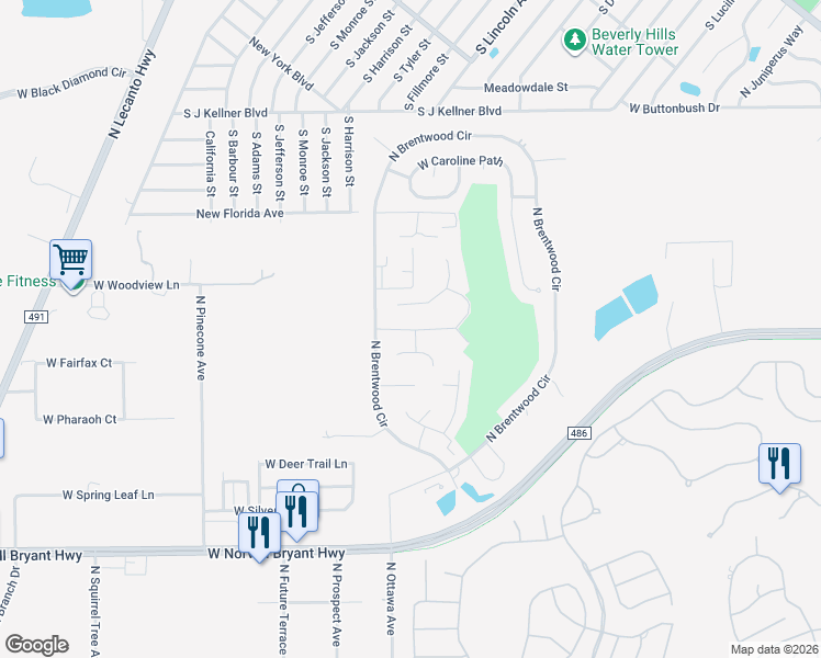 map of restaurants, bars, coffee shops, grocery stores, and more near 1885 West Nicole Drive in Lecanto