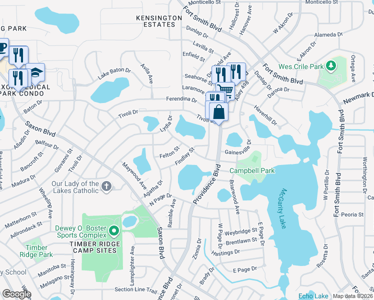 map of restaurants, bars, coffee shops, grocery stores, and more near 1533 Findlay Street in Deltona