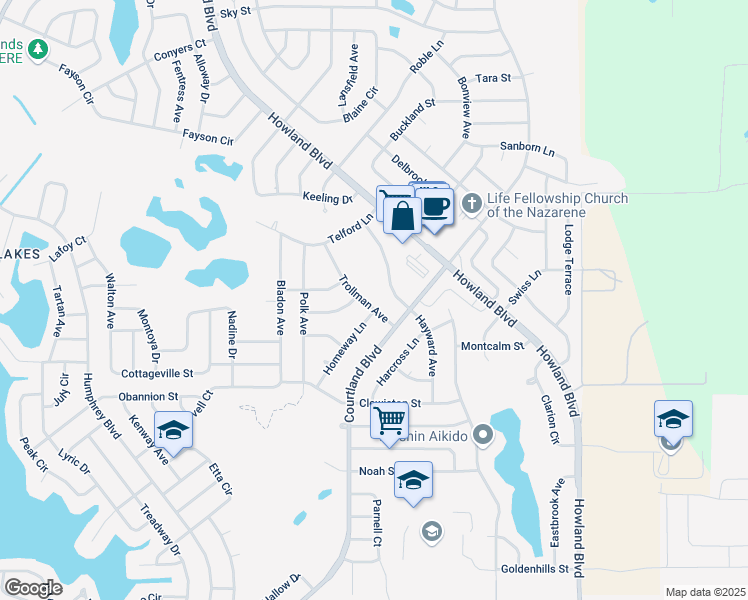 map of restaurants, bars, coffee shops, grocery stores, and more near 1338 Trollman Avenue in Deltona