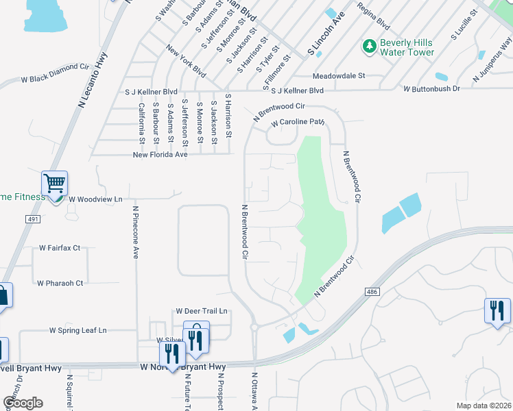 map of restaurants, bars, coffee shops, grocery stores, and more near 1900 West Alpha Court in Lecanto