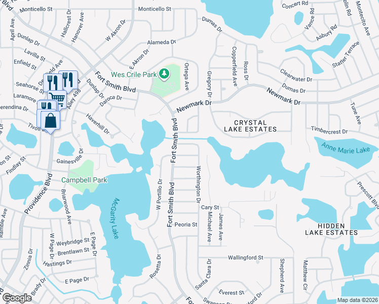 map of restaurants, bars, coffee shops, grocery stores, and more near 1382 Worthington Drive in Deltona