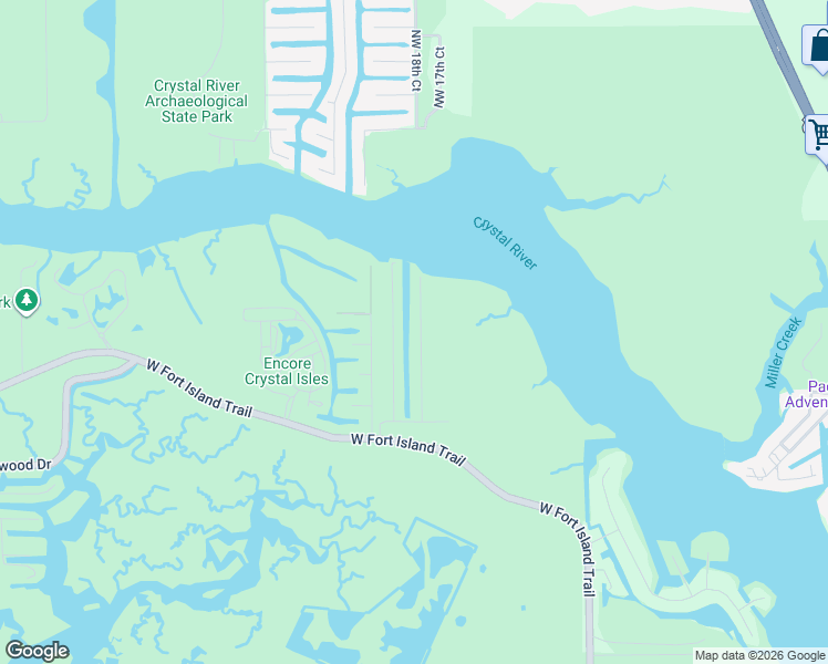 map of restaurants, bars, coffee shops, grocery stores, and more near 2788 North Comanche Point in Crystal River