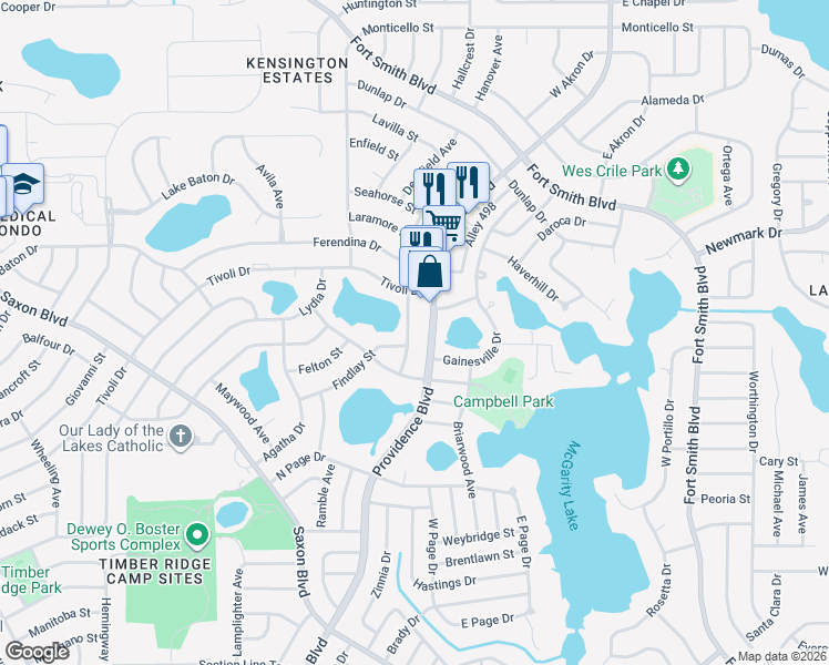 map of restaurants, bars, coffee shops, grocery stores, and more near 1633 Bloomfield Avenue in Deltona