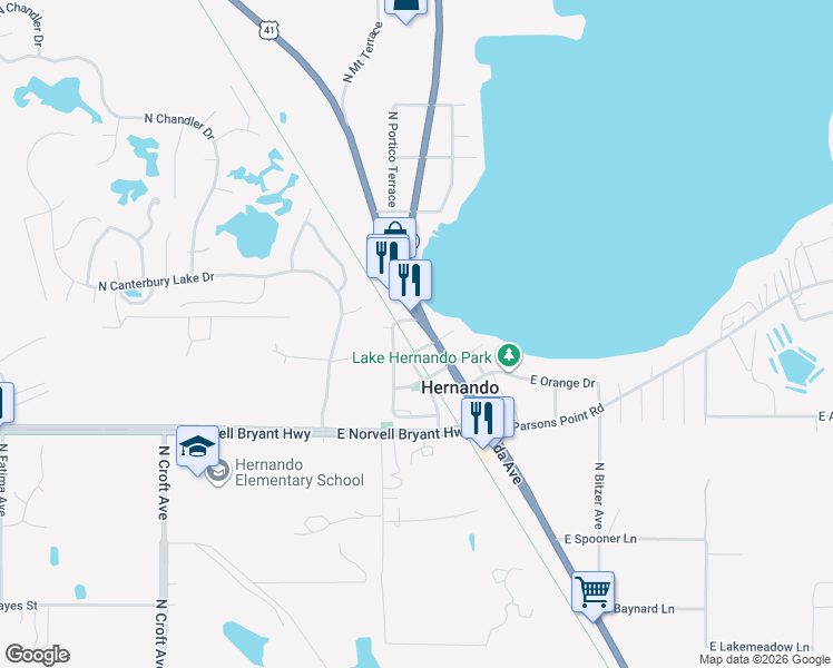 map of restaurants, bars, coffee shops, grocery stores, and more near 2645-2699 Highway 45 in Hernando