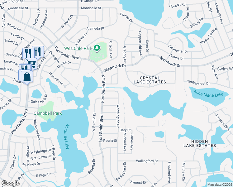 map of restaurants, bars, coffee shops, grocery stores, and more near 1382 Worthington Drive in Deltona