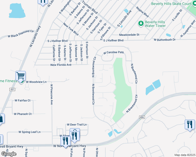 map of restaurants, bars, coffee shops, grocery stores, and more near 1900 West Alpha Court in Lecanto