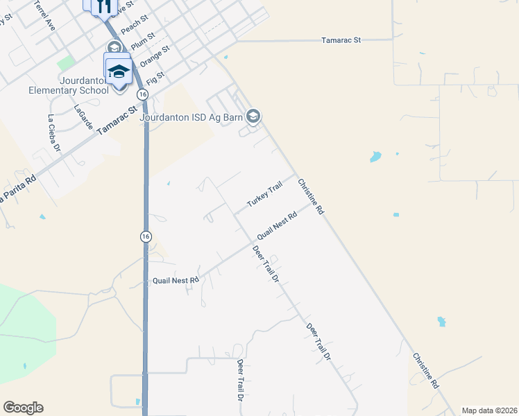 map of restaurants, bars, coffee shops, grocery stores, and more near 106 Turkey Trail in Jourdanton