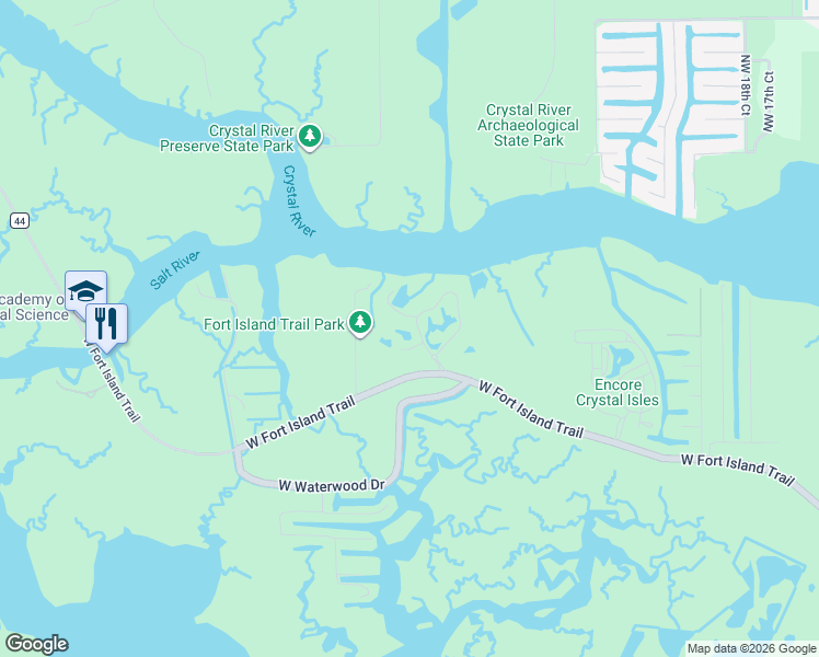 map of restaurants, bars, coffee shops, grocery stores, and more near 2919 North Rivers Edge Boulevard in Crystal River