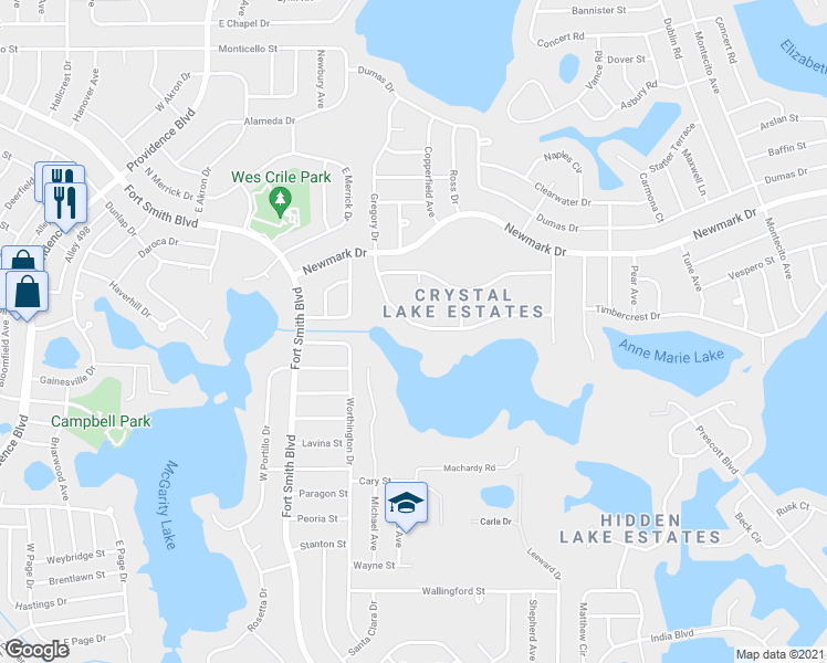 map of restaurants, bars, coffee shops, grocery stores, and more near 2055 Watersedge Drive in Deltona