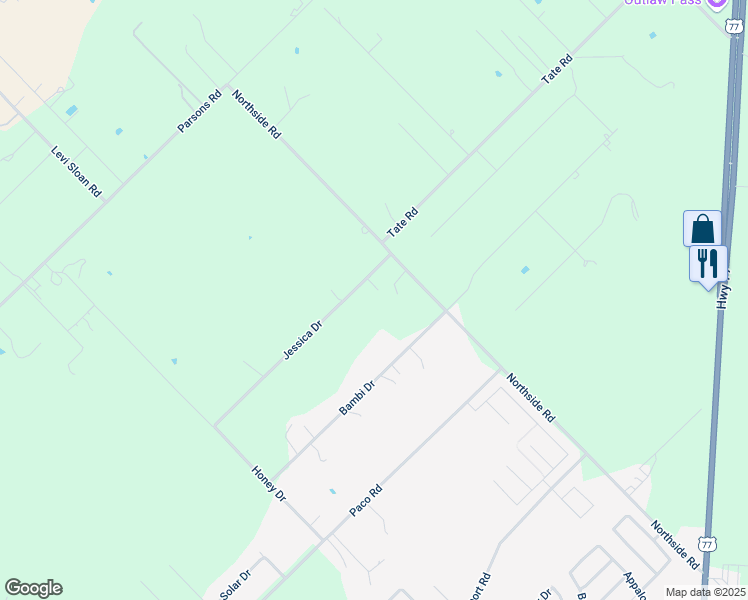 map of restaurants, bars, coffee shops, grocery stores, and more near 499 Jessica Drive in Victoria