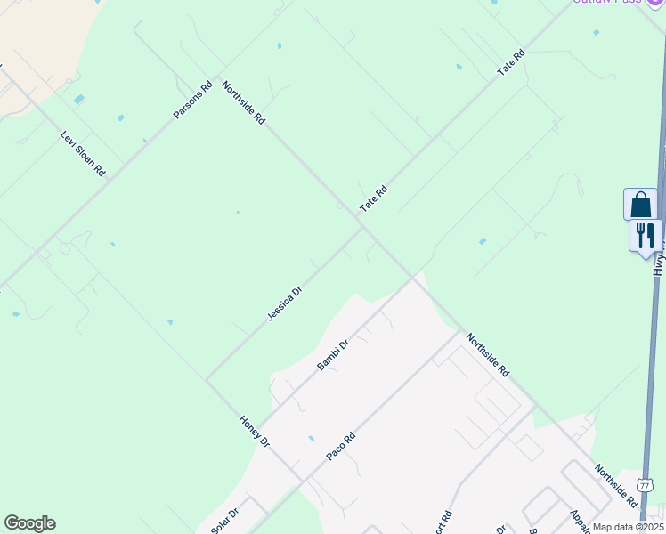 map of restaurants, bars, coffee shops, grocery stores, and more near 499 Jessica Drive in Victoria