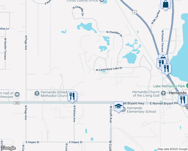 map of restaurants, bars, coffee shops, grocery stores, and more near 2700 Leeds Point in Hernando