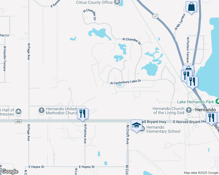 map of restaurants, bars, coffee shops, grocery stores, and more near 2700 Leeds Point in Hernando