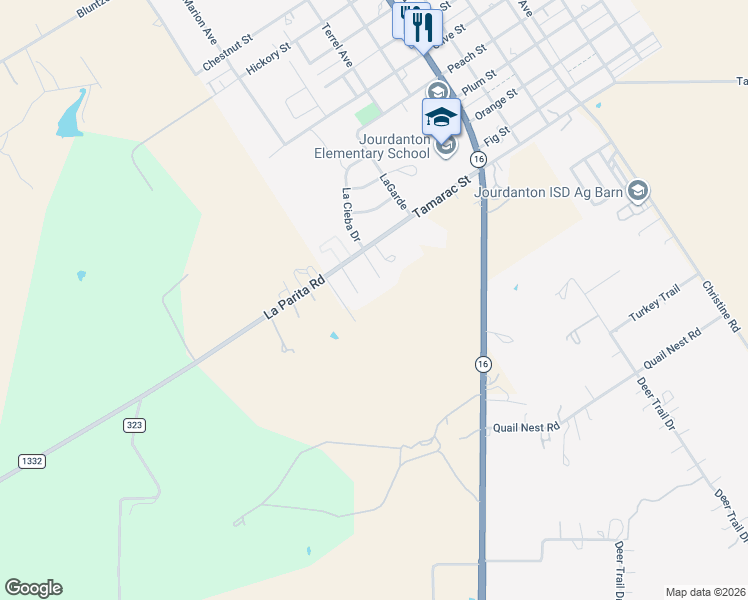 map of restaurants, bars, coffee shops, grocery stores, and more near in Jourdanton