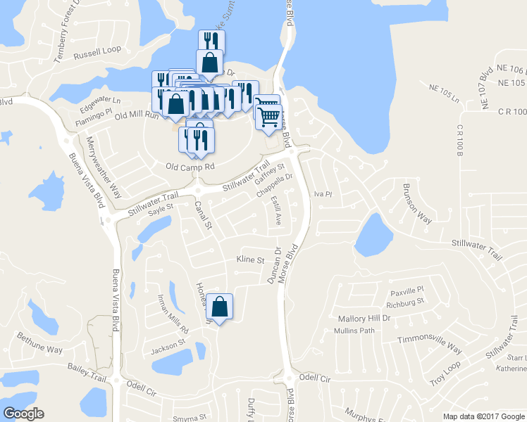 map of restaurants, bars, coffee shops, grocery stores, and more near 1238 Virginia Drive in The Villages