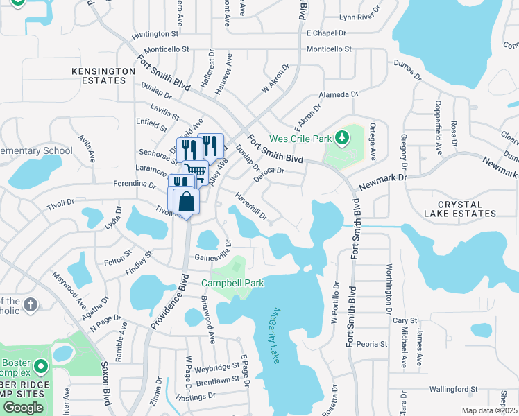map of restaurants, bars, coffee shops, grocery stores, and more near 1754 Haverhill Drive in Deltona