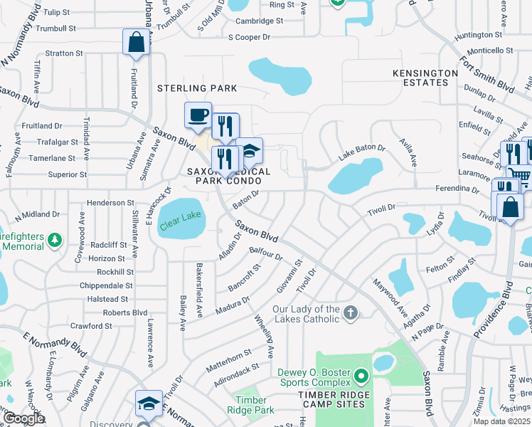 map of restaurants, bars, coffee shops, grocery stores, and more near 1431 Badger Terrace in Deltona