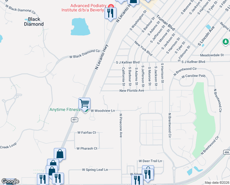 map of restaurants, bars, coffee shops, grocery stores, and more near 16 New Florida Avenue in Beverly Hills