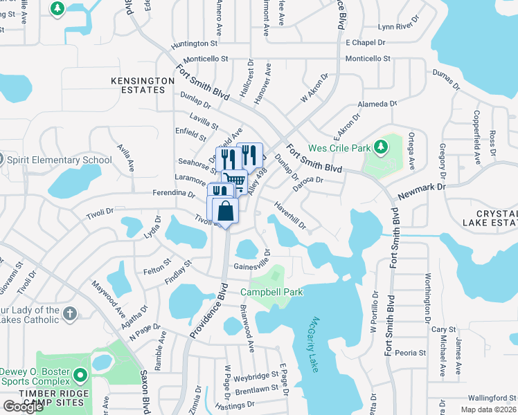 map of restaurants, bars, coffee shops, grocery stores, and more near 1416 Gainesville Drive in Deltona