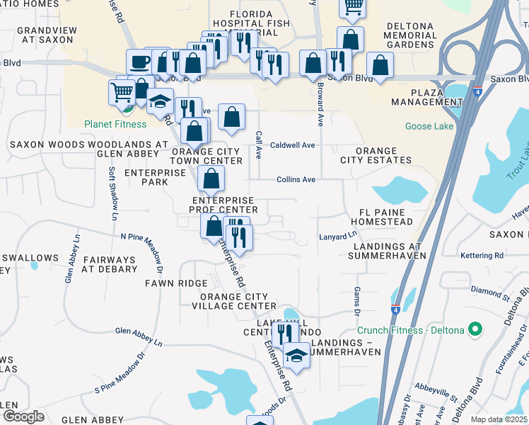 map of restaurants, bars, coffee shops, grocery stores, and more near 850 Enterprise Cove Avenue in Orange City