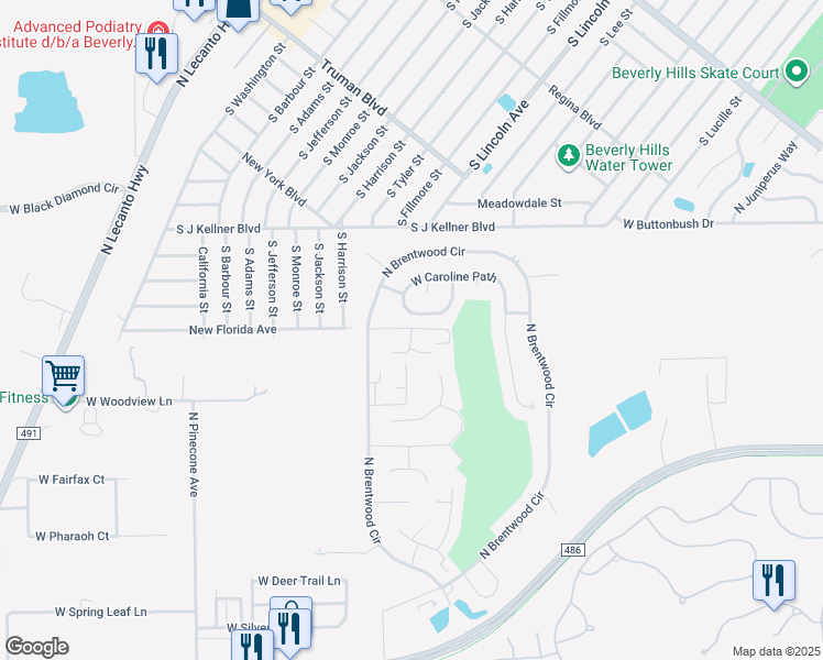 map of restaurants, bars, coffee shops, grocery stores, and more near 1900 West Alpha Court in Lecanto