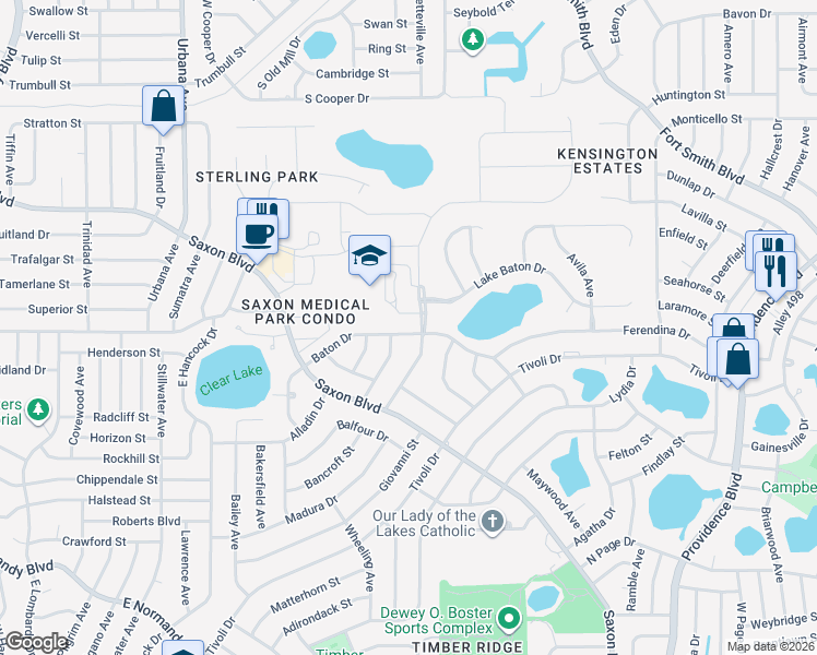 map of restaurants, bars, coffee shops, grocery stores, and more near 1186 Baton Drive in Deltona