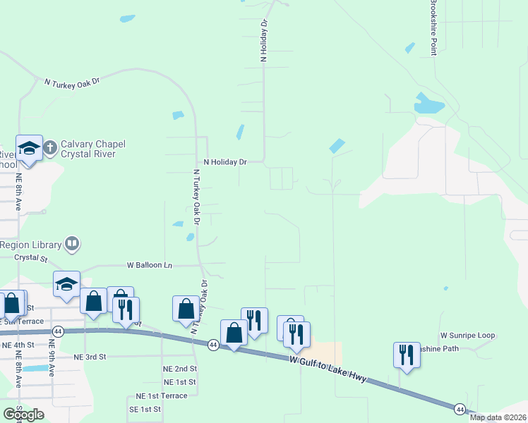 map of restaurants, bars, coffee shops, grocery stores, and more near 2956 North Carolina Road in Crystal River