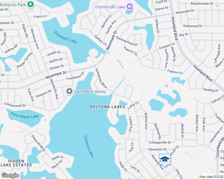 map of restaurants, bars, coffee shops, grocery stores, and more near 43 Humphrey Boulevard in Deltona