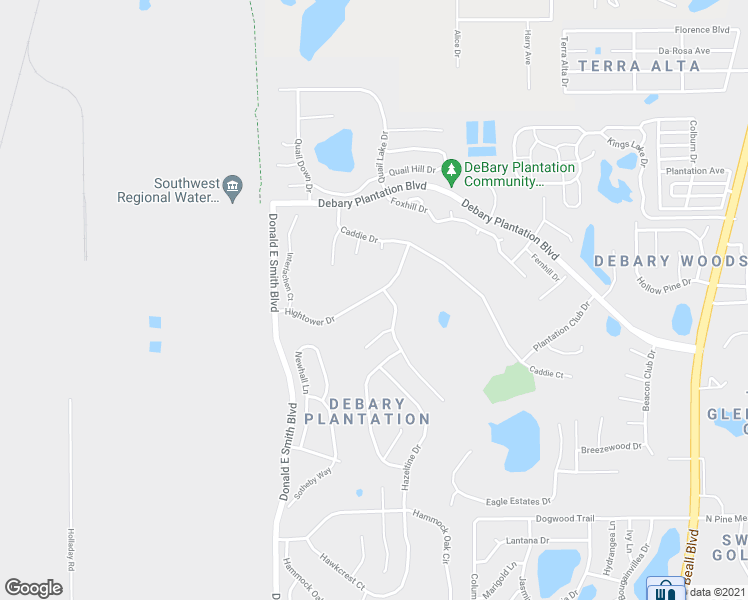 map of restaurants, bars, coffee shops, grocery stores, and more near 433 Hightower Drive in DeBary