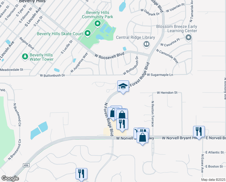 map of restaurants, bars, coffee shops, grocery stores, and more near 720 West Toucan Loop in Hernando