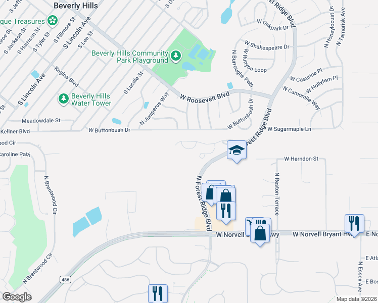 map of restaurants, bars, coffee shops, grocery stores, and more near 871 West Cockatiel Loop in Hernando