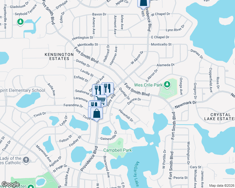 map of restaurants, bars, coffee shops, grocery stores, and more near 1540 Gainesville Drive in Deltona