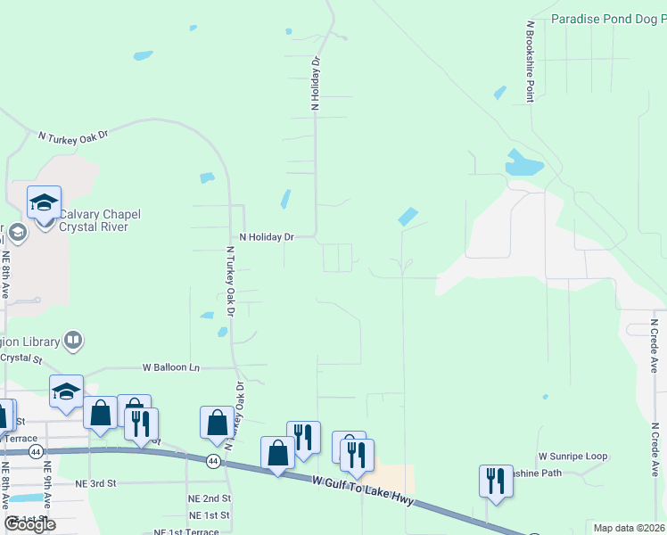 map of restaurants, bars, coffee shops, grocery stores, and more near 3058 North Stephanie Terrace in Crystal River
