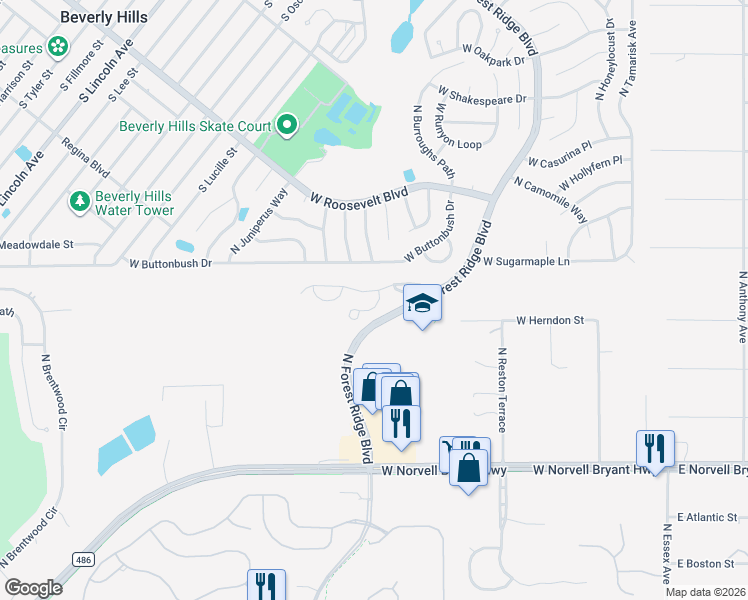map of restaurants, bars, coffee shops, grocery stores, and more near 702 West Toucan Loop in Hernando
