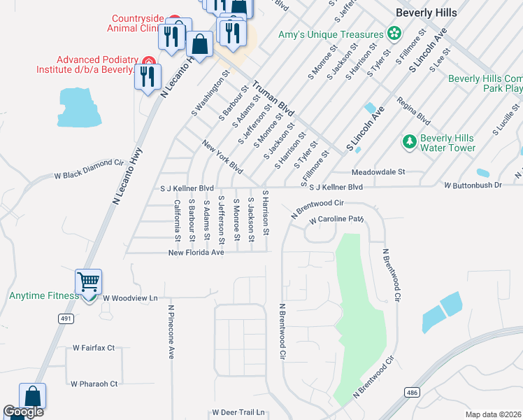 map of restaurants, bars, coffee shops, grocery stores, and more near 507 South Jackson Street in Beverly Hills