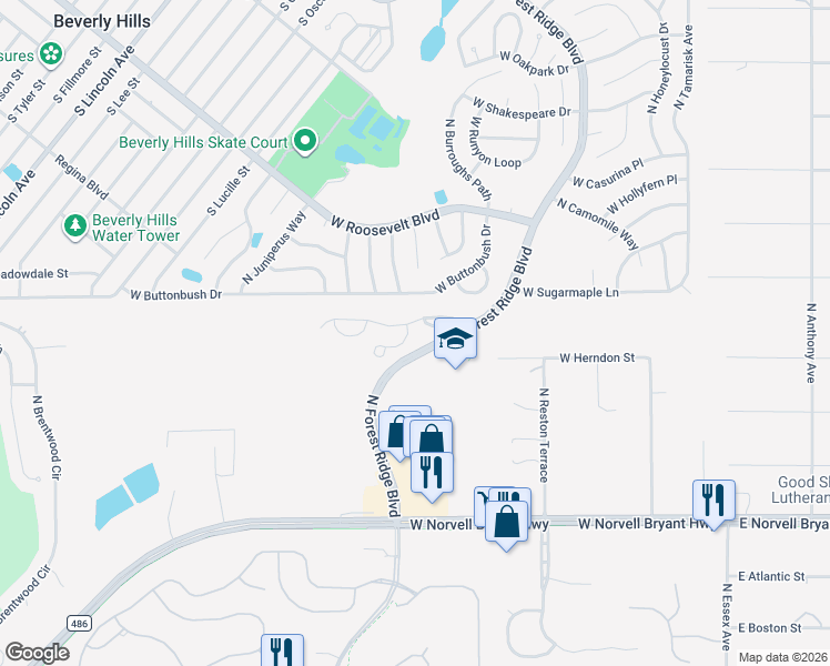 map of restaurants, bars, coffee shops, grocery stores, and more near 702 West Toucan Loop in Hernando