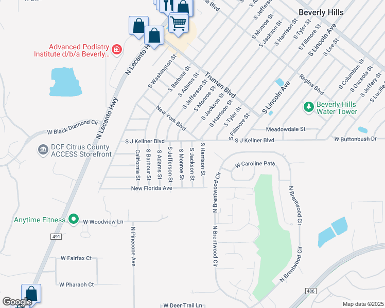 map of restaurants, bars, coffee shops, grocery stores, and more near 507 South Jackson Street in Beverly Hills
