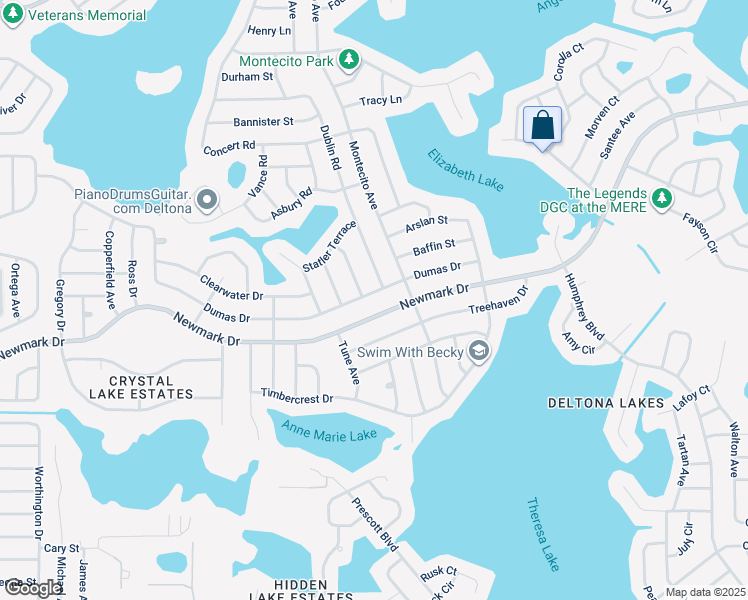 map of restaurants, bars, coffee shops, grocery stores, and more near 2411 Dumas Drive in Deltona