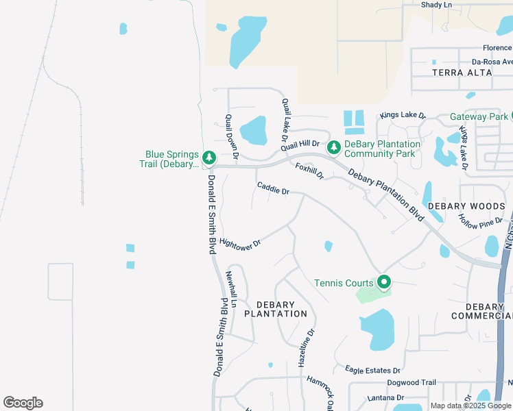 map of restaurants, bars, coffee shops, grocery stores, and more near 416 Greenridge Court in DeBary