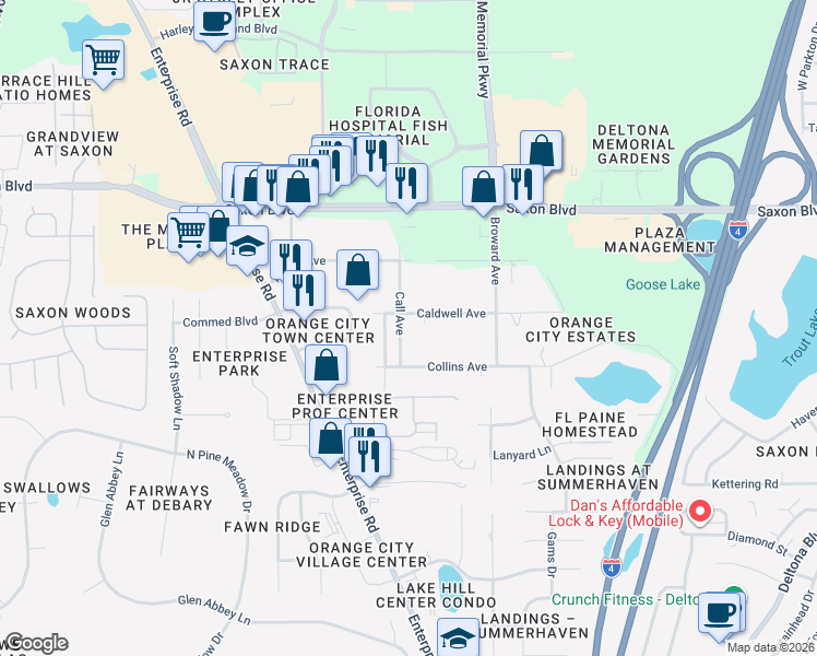 map of restaurants, bars, coffee shops, grocery stores, and more near 2745 Call Avenue in Orange City