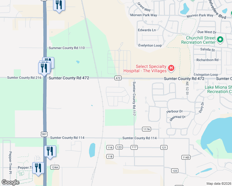 map of restaurants, bars, coffee shops, grocery stores, and more near 10318 County Road 117 in Oxford
