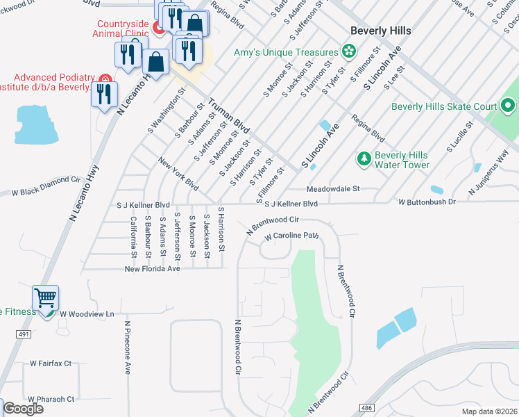 map of restaurants, bars, coffee shops, grocery stores, and more near 319 South Fillmore Street in Beverly Hills