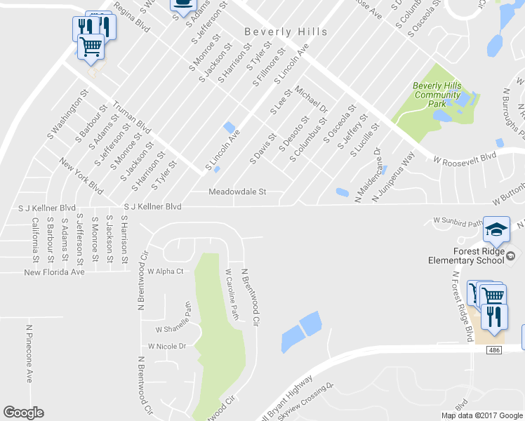 map of restaurants, bars, coffee shops, grocery stores, and more near 98 South J Kellner Boulevard in Beverly Hills