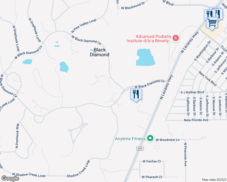 map of restaurants, bars, coffee shops, grocery stores, and more near 2945 West Plantation Pines Court in Lecanto