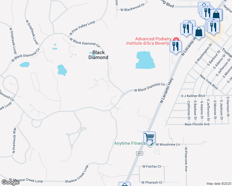 map of restaurants, bars, coffee shops, grocery stores, and more near 2945 West Plantation Pines Court in Lecanto